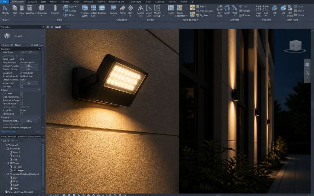Flood lights Revit families deliver accurate BIM lighting.